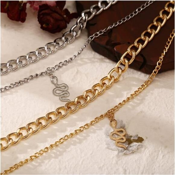 Aktully Snake Layered Necklace for Women Boho Snake Necklace Long Snake Chain - Picture 13 of 16